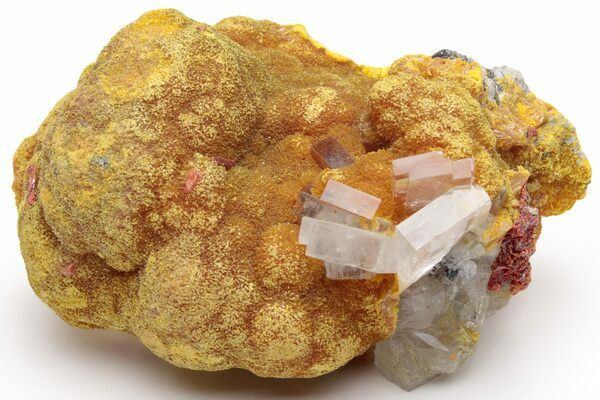 Orpiment with Tabular Barite Crystals from Peru